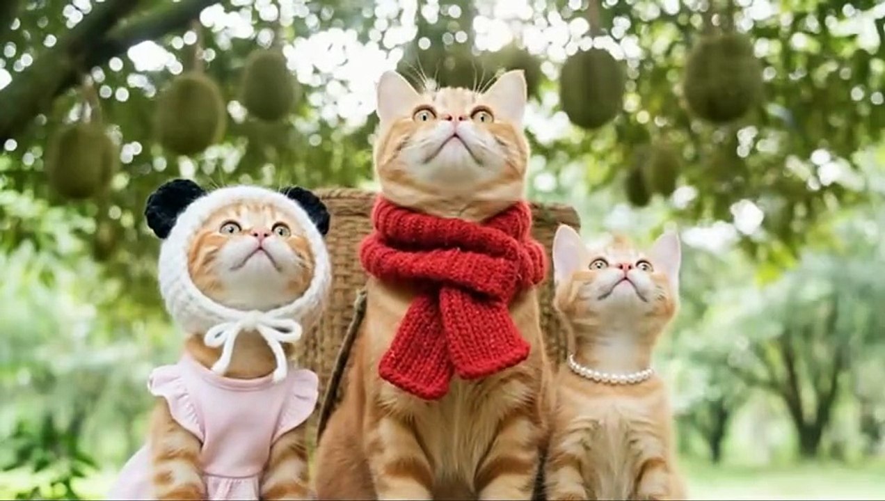 (88) Mama Cat Harvests Durian and Makes Durian Crepes for Ginger Sister & Tiger-Hat Kitten  - YouTube