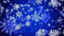 Festive Falling Snowflakes on Blue Background Loop