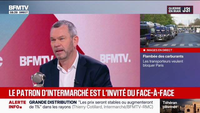 Thierry Cotillard, président du groupement Les Mousquetaires , annonce des baisses de prix sur 1.500 produits