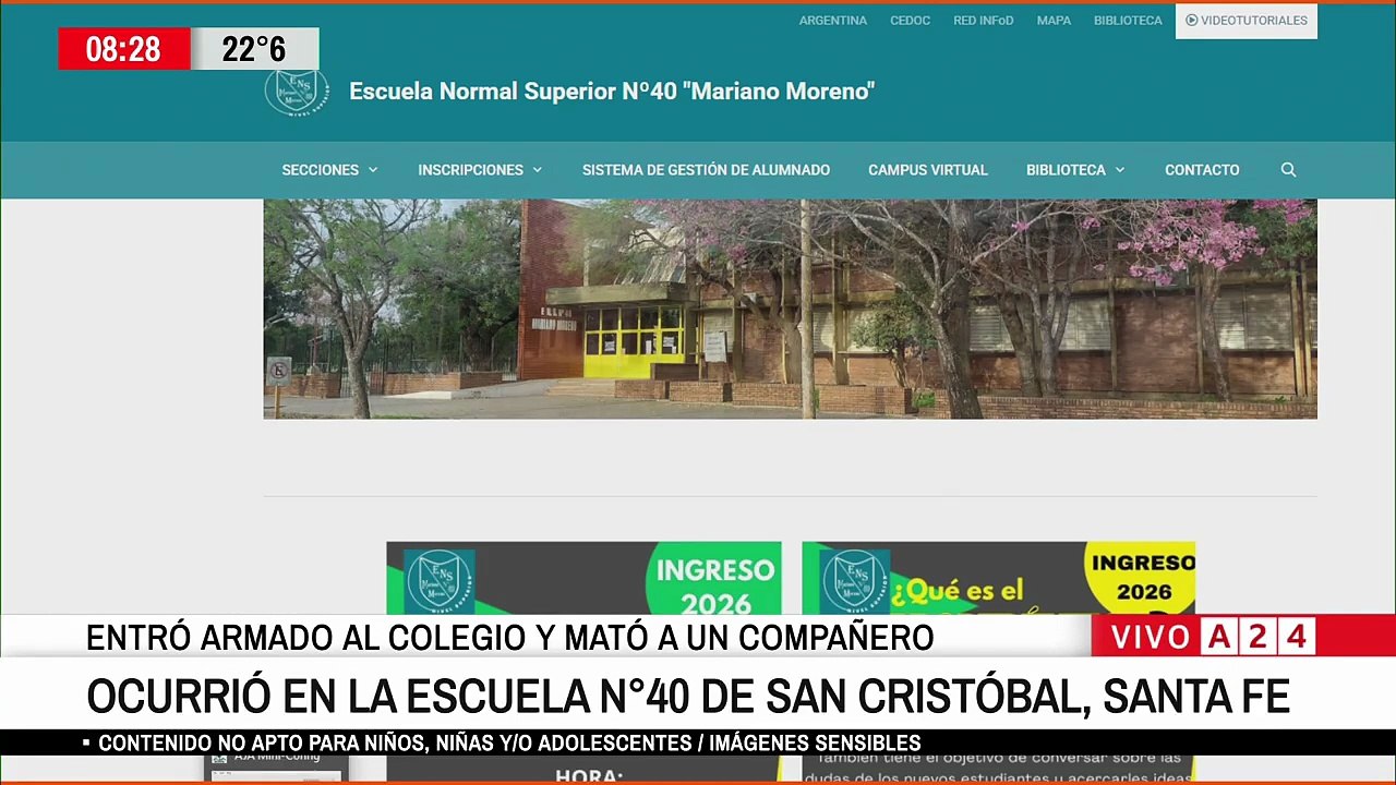 Conmoción por un ataque en una escuela de Santa Fe