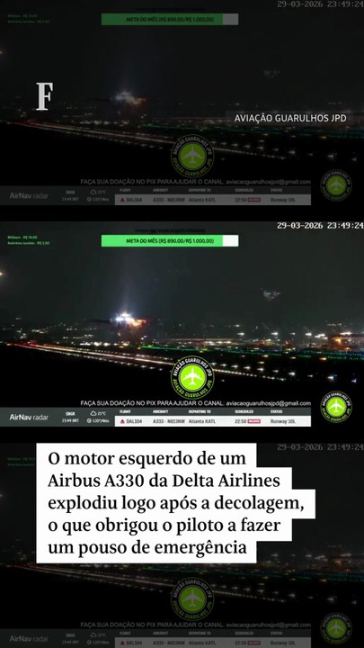 Motor de avião explode após decolagem no aeroporto de Guarulhos