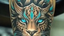 Mystical Blue-Eyed Leopard Tattoo Art 🐆🔥 | Stunning AI Tattoo Design