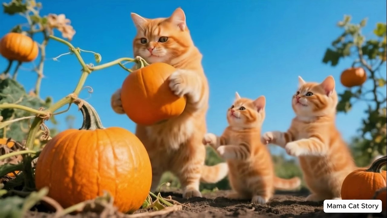 Cute Ginger Kitten Learns to Ride a Bike 🚴🐱 | Mama Cat Helps & Protects ❤️