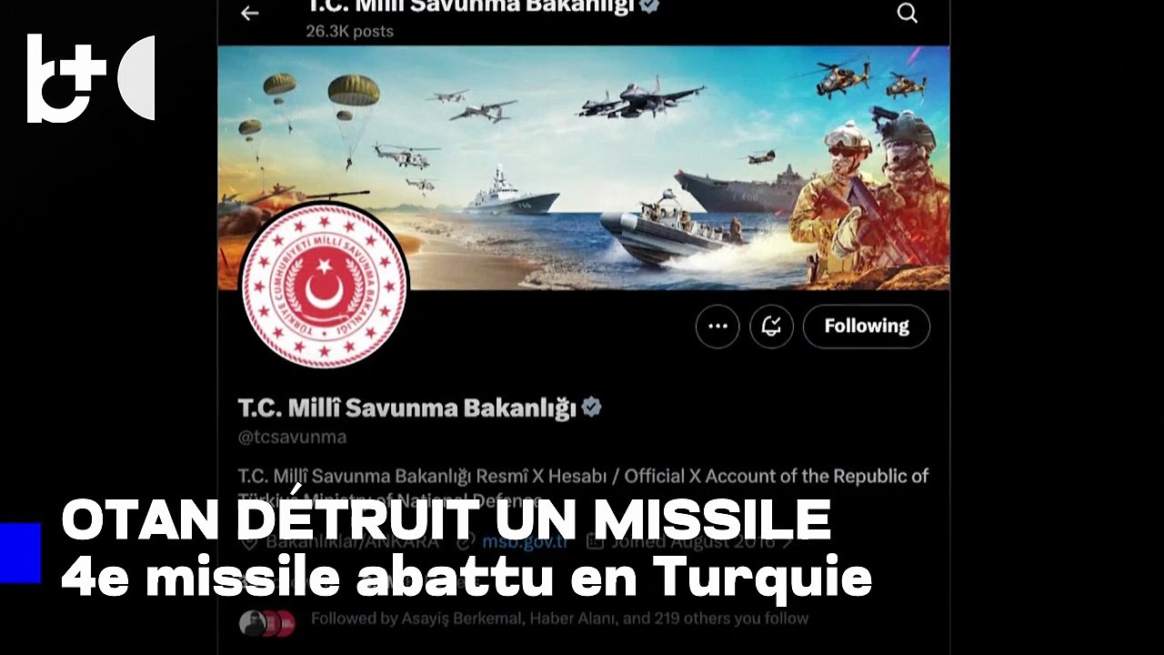 La Turquie affirme que l'OTAN a abattu le 4e missile iranien entrant dans son ciel