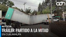 Continúan labores para retirar tráiler partido en dos en Cuajimalpa