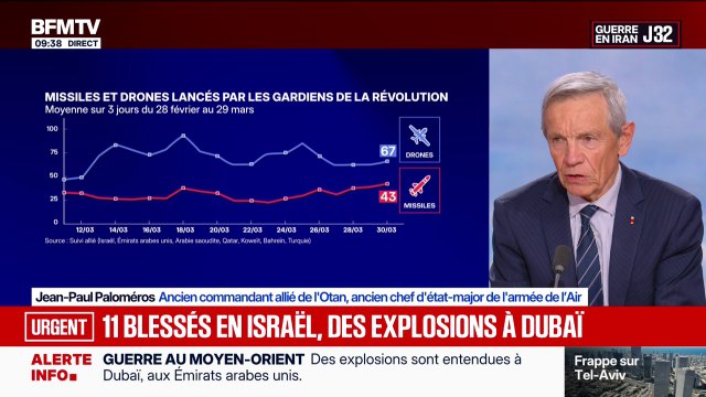 Guerre au Moyen-Orient: L'objectif des Iraniens est de laisser penser que leurs réserves sont inépuisables , estime Jean-Paul Paloméros, ancien commandant allié de l'Otan