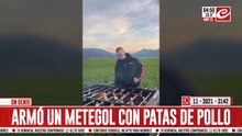 Pollo asado y metegol: combinó sus dos pasiones y el posteo se hizo viral