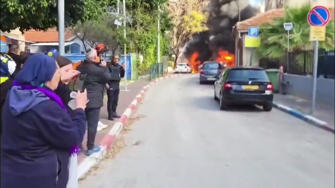 Emergency services respond to fire in central Israel after Iranian missile attack