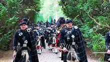 The Lonach Highlanders marching on their return march through the Cairngorms National Park 🤍🏴🤍