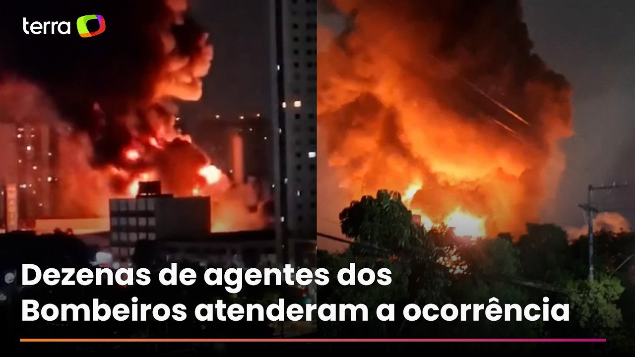 Vídeo mostra incêndio de grandes proporções em distribuidora de tintas na Grande SP