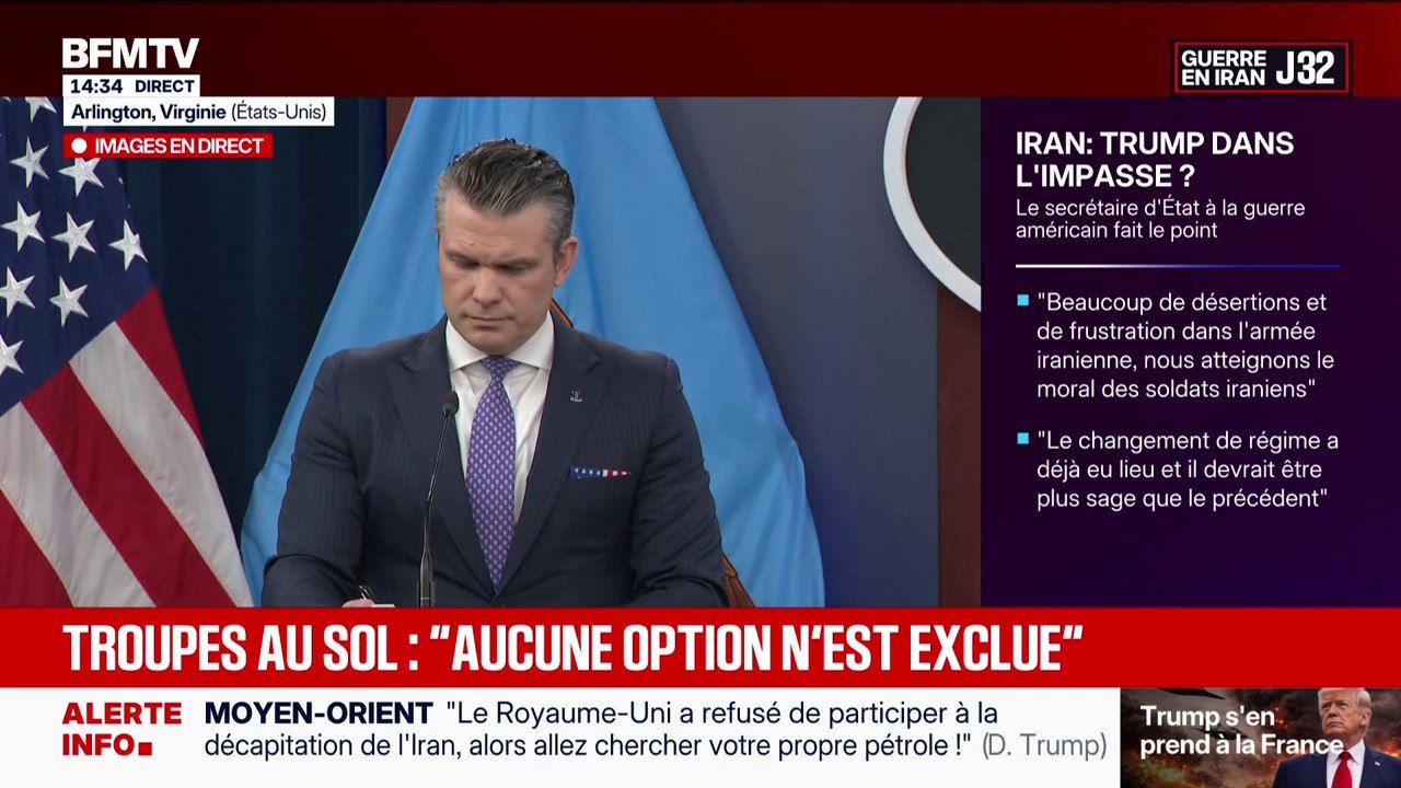 Guerre en Iran: "Aucune option n'est exclue" au sujet de troupes au sol, affirme Pete Hegseth, secrétaire à la Défense des États-Unis