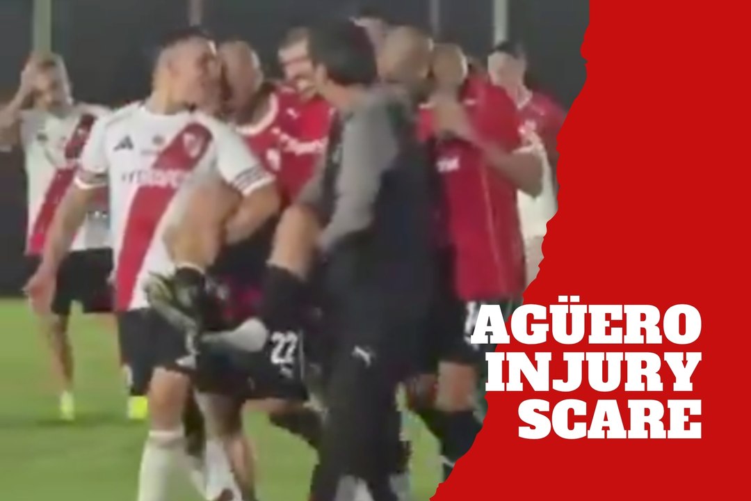 Sergio Aguero suffers injury scare during Independiente senior match