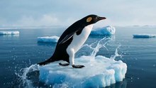 Penguin Survives Ice Collapse