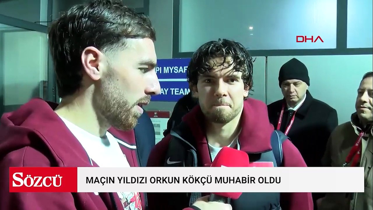Maçın yıldızı Orkun Kökçü muhabir oldu, Ferdi ve Oğuz ile röportaj yaptı