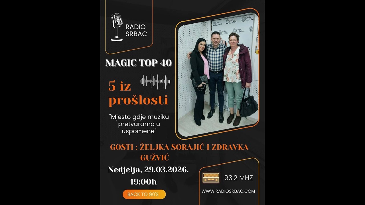 ŽELJKA SORAJIĆ I ZDRAVKA GUŽVIĆ | MAGIC TOP 40 | Rubrika "5 iz prošlosti" | Radio Srbac | 29.03.2026.