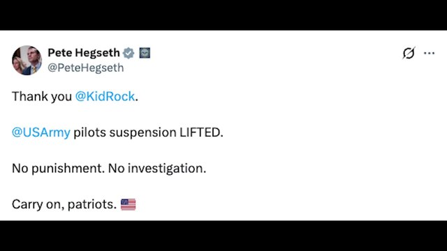 Hegseth says 'no punishment' for Army pilots who flew near Kid Rock's house