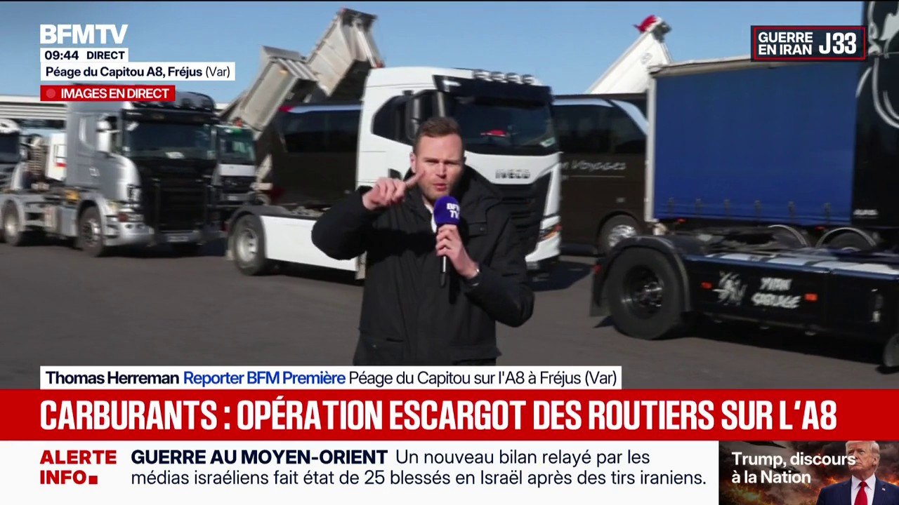 Carburants: une opération escargot des routiers se déroule sur l’autoroute A8, dans le Var