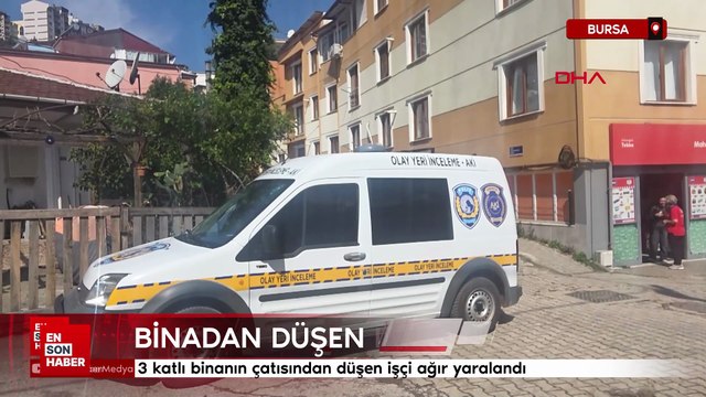 Orhangazi’de 3 katlı binanın çatısından düşen işçi ağır yaralandı