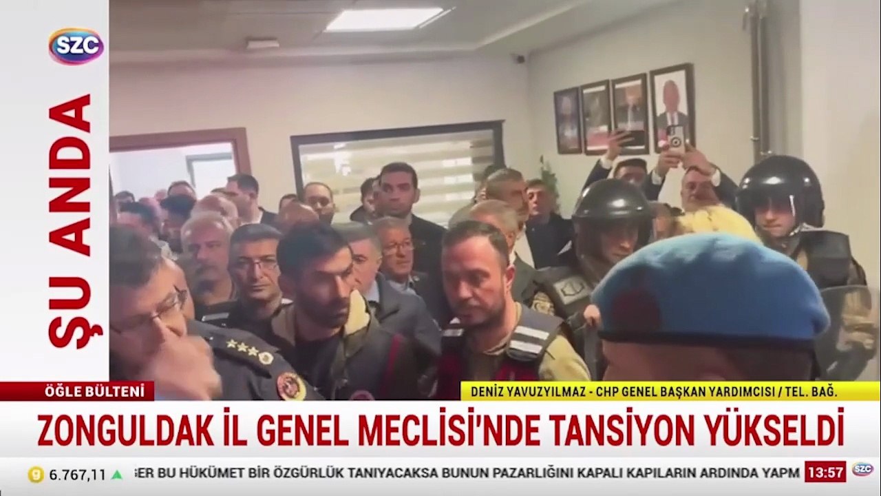 Zonguldak İl Genel Meclisi'nde seçim gerginliği... CHP'li Yavuzyılmaz direnişe geçti jandarma geldi