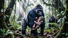 Gorilla Carries Weak Infant