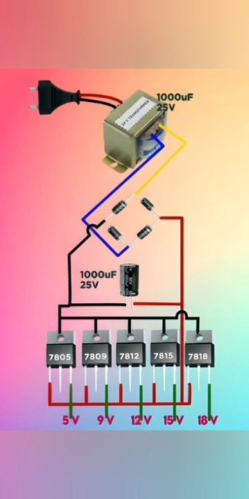 Multi Voltage Power Supply 5V 9V 12V 15V 18V 🔌 Easy DIY Circuit ⚡ Electronics Project