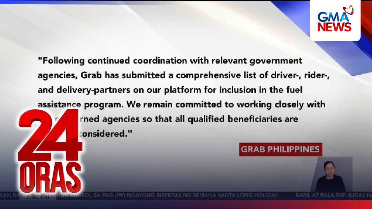 Reaksyon ng Grab Philippines sa issue ng mga TNVS drivers na hindi nakasama sa listahan ng benepisyaryo | 24 Oras