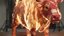 50,000 Matchsticks vs One Flame! 🔥 Red Bull Art 🐂 #shorts