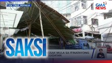 Crane lift, bumagsak mula sa itinatayong condominium; 1 sugatan | Saksi