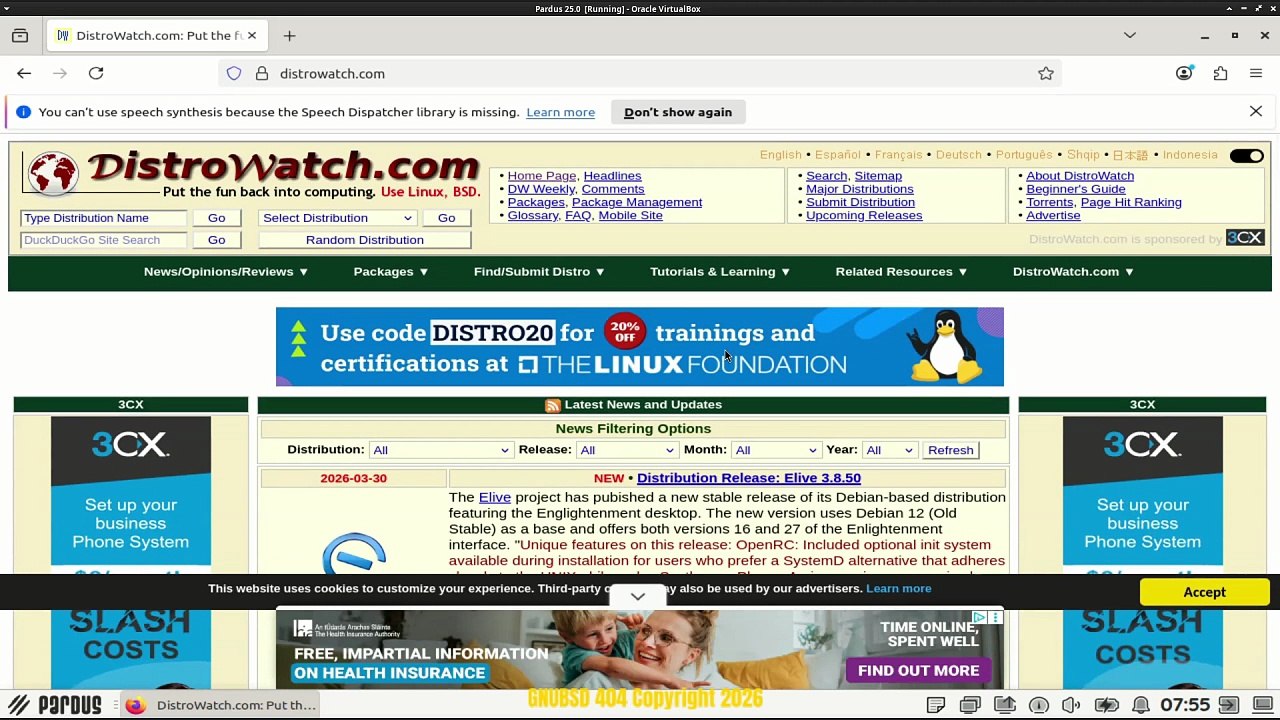 GNUBSD 404 Short N66 Pardus 25 (Linux Distro)