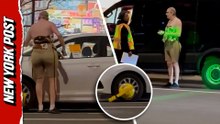 Half Naked Drag Queen Runs Out To Save Their Car From Police