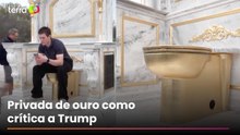 Privada de ouro é instalada em monumento dos EUA como crítica às reformas de Trump na Casa Branca