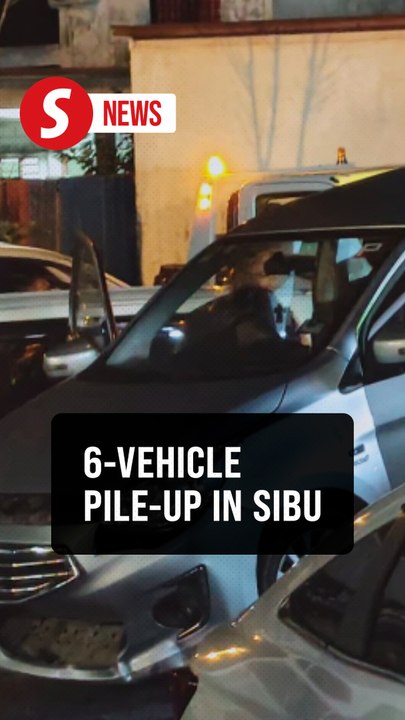 Car rams parked vehicles in Sibu, sparks pile-up