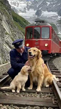 Golden Retriever Mom and Puppy Save a Train #dog #goldenretriever #rescue #animals