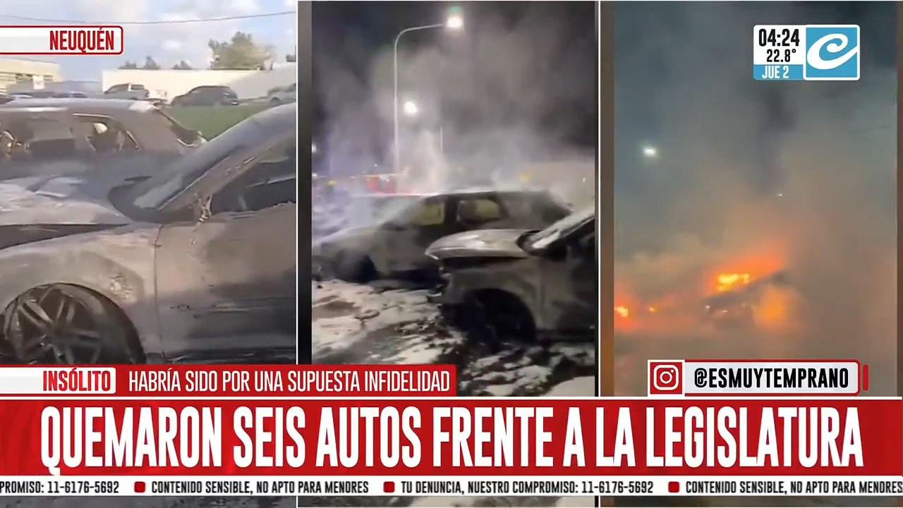 Despechada incendió seis autos de alta gama frente a la Legislatura