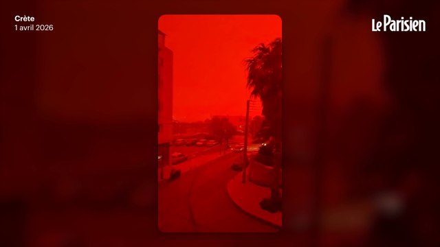 En Crète, une tempête de sable teinte le ciel en rouge