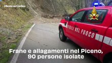 Frane e allagamenti nel Piceno, 90 persone isolate: video