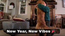 Girl Celebrates New Year's Eve With Her Dog And Mini NYC Ball Drop