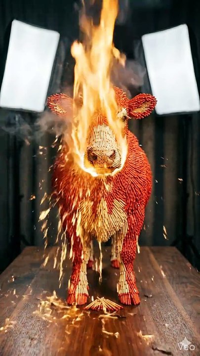 Art of matchstick Cow burning 🔥