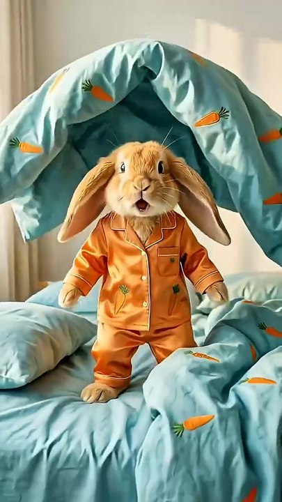 Cute Bunny Says Good Morning 🐰☀️ | Funny Rabbit Morning Routine #Shorts