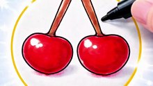 How to Draw PERFECT Cherry 🍒 in 30 Seconds! (Satisfying ASMR Drawing)