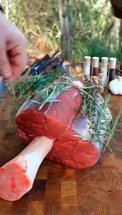 Ultimate Wild Cooking: Slow-Roasted Beef Shank Buried Under Hot Embers! 🍖🔥