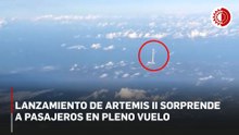 Pasajeros captan lanzamiento de Artemis II desde el aire
