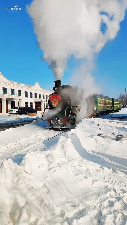 Vintage Steam Locomotive in Winter Snow