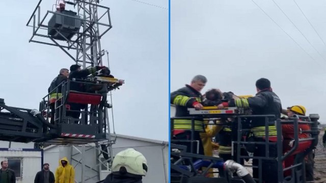 Samsun’da inşaattan düşen işçi vinçle kurtarıldı