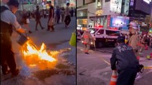 Echa gasolina y prende fuego en medio del famoso cruce de Shibuya en Tokio