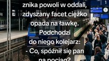 Uciekaj stąd! #facet #peron #pociąg #dworzec #humorous