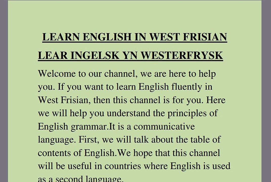 LEAR INGELSK YN WESTERFRYSK(ynhâldsopjefte)yn jo memmetaal