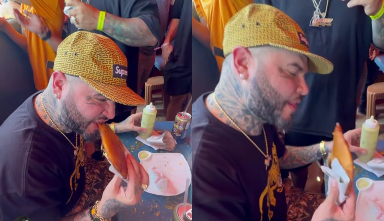 Farruko disfruta de las empanadas venezolanas en Margarita