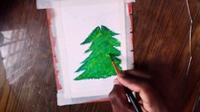Simple Christmas Tree Painting For Beginners _ Christmas Painting Tutorial
