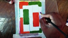 Abstract Painting With Masking Tape  _ Acrylic Painting for Beginners _ Satisfying Art